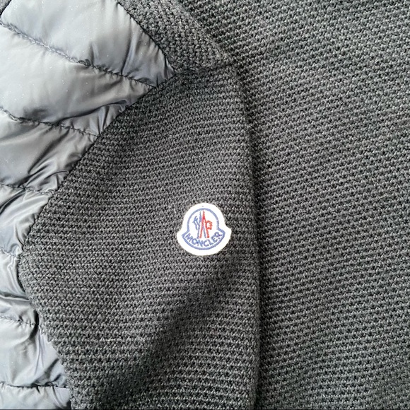 MONCLER Padded Panel Knitted Cardigan, Size XS, Color Black - Picture 4 of 10